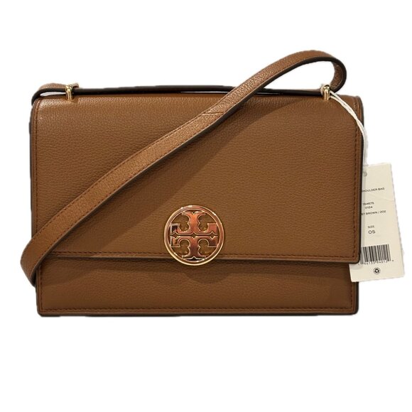 Tory Burch Handbags - New Tory Burch Miller Pebbled Leather Shoulder Bag in Forest Brown NWT